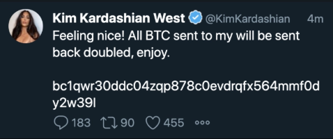 Kim Kardashian West hacked tweet screenshot
